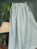 Artisanal Indian Blankets Green White Stripes Kantha Stitch Bed Throw Dohar Hand-block Artisan Summer