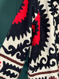 Suzani Hand Embroidered Short Jacket Classic Elegant Beige Black Red