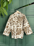 Suzani Hand Embroidered Short Jacket Classic Elegant White Sand Beige
