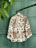 Suzani Hand Embroidered Short Jacket Classic Elegant White Sand Beige