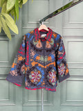 Suzani Hand Embroidered Short Jacket Quirky Black Muted Hues