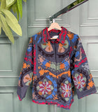 Suzani Hand Embroidered Short Jacket Quirky Black Muted Hues