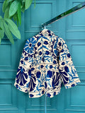 Japanese Style Loose Bolero with Pockets sz dr Autumn Winter Blue & Red Series