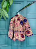 Suzani Hand Embroidered Short Jacket Soft Brown Hue