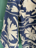 Suzani Hand Embroidered Short Jacket Classic Elegant Navy Beige Taupe