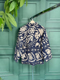 Suzani Hand Embroidered Short Jacket Classic Elegant Navy Beige Taupe
