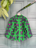 Suzani Hand Embroidered Short Jacket Quirky Black Green Pink
