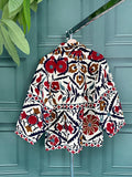 Suzani Hand Embroidered Short Jacket Dried Ink Blue