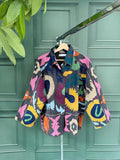 Suzani Hand Embroidered Short Jacket Black Pink Red