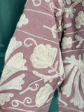 Suzani Hand Embroidered Short Jacket Earthen Burnt Rose Taupe Beige