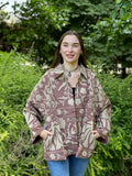Suzani Hand Embroidered Short Jacket Earthen Burnt Rose Taupe Beige