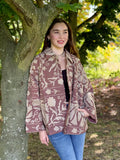 Suzani Hand Embroidered Short Jacket Earthen Burnt Rose Taupe Beige