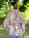 Suzani Hand Embroidered Short Jacket Earthen Burnt Rose Taupe Beige