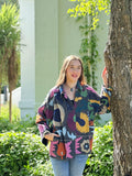 Suzani Hand Embroidered Short Jacket Black Pink Red