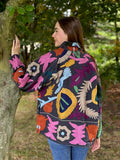 Suzani Hand Embroidered Short Jacket Black Pink Red