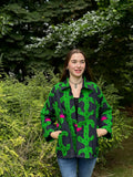 Suzani Hand Embroidered Short Jacket Quirky Black Green Pink