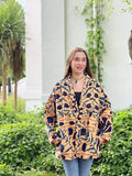 Suzani Hand Embroidered Short Jacket Valentine Special Gift | Classic Elegant Beige Teal Navy