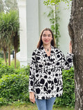Suzani Hand Embroidered Short Jacket Classic Monochrome White Black: