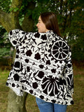 Suzani Hand Embroidered Short Jacket Classic Monochrome White Black: