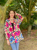 Suzani Hand Embroidered Short Jacket Classic Beige Pink Teal Turquoise