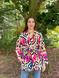 Suzani Hand Embroidered Short Jacket Classic Beige Pink Teal Turquoise