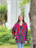Suzani Hand Embroidered Short Jacket Matte Midnight Blue