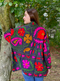 Suzani Hand Embroidered Short Jacket Matte Midnight Blue