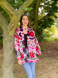 Suzani Hand Embroidered Short Jacket Rose Apricot Peach