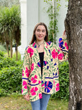Suzani Hand Embroidered Short Jacket Custard Beige