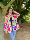 Suzani Hand Embroidered Short Jacket Custard Beige