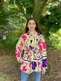 Suzani Hand Embroidered Short Jacket Custard Beige