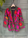 Suzani Hand Embroidered Short Jacket Matte Midnight Blue