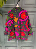 Suzani Hand Embroidered Short Jacket Matte Midnight Blue