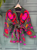 Suzani Hand Embroidered Short Jacket Matte Midnight Blue