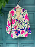 Suzani Hand Embroidered Short Jacket Custard Beige