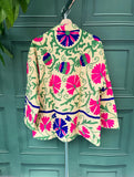Suzani Hand Embroidered Short Jacket Custard Beige