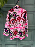 Suzani Hand Embroidered Short Jacket Rose Apricot Peach