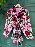 Suzani Hand Embroidered Short Jacket Rose Apricot Peach