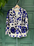 Suzani Hand Embroidered Short Jacket Classic Elegant White Voilet Blue