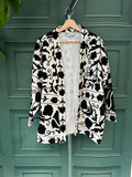 Suzani Hand Embroidered Short Jacket Classic Monochrome White Black: