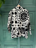 Suzani Hand Embroidered Short Jacket Classic Monochrome White Black: