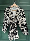 Suzani Hand Embroidered Short Jacket Classic Monochrome White Black:
