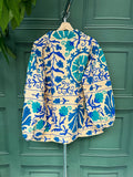 Suzani Hand Embroidered Short Jacket Classic Elegant Mint Blue Hues