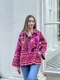 Exclusive Velvet Outdoor Jacket with Hand Embroidery. Baby Pink