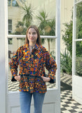 Exclusive Velvet Outdoor Jacket with Hand Embroidery. Black Orange Tribal