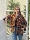 Exclusive Velvet Outdoor Jacket with Hand Embroidery. Black Orange Tribal