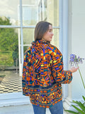 Exclusive Velvet Outdoor Jacket with Hand Embroidery. Black Orange Tribal