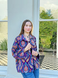 Exclusive Velvet Outdoor Jacket with Hand Embroidery. Purple Peach Slate Blue Taupe