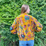 Luscious Luxurious Printed Velvet Jacket Elegant Royal Ochre Green Pink Autumn Burn