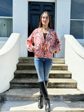 Luscious Luxurious Printed Velvet Jacket Peach Pink